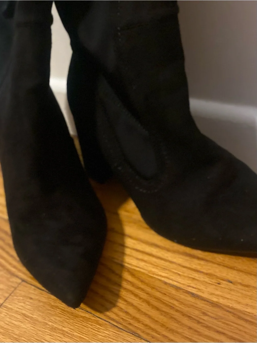 Women’s Black Over-the-Knee Pointed Toe Block Heel Boots